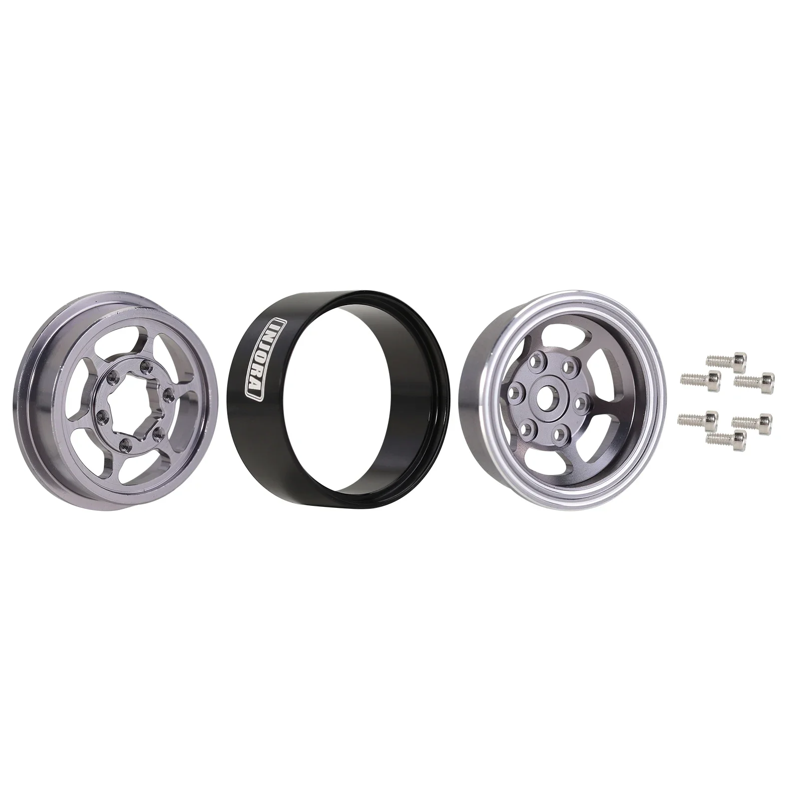 INJORA CNC Aluminum 1.0 Beadlock Wheel Rim for 1/24 RC Crawler Car Axial SCX24 FMS FCX24 AX24 TRX4M Upgrade (W1006)