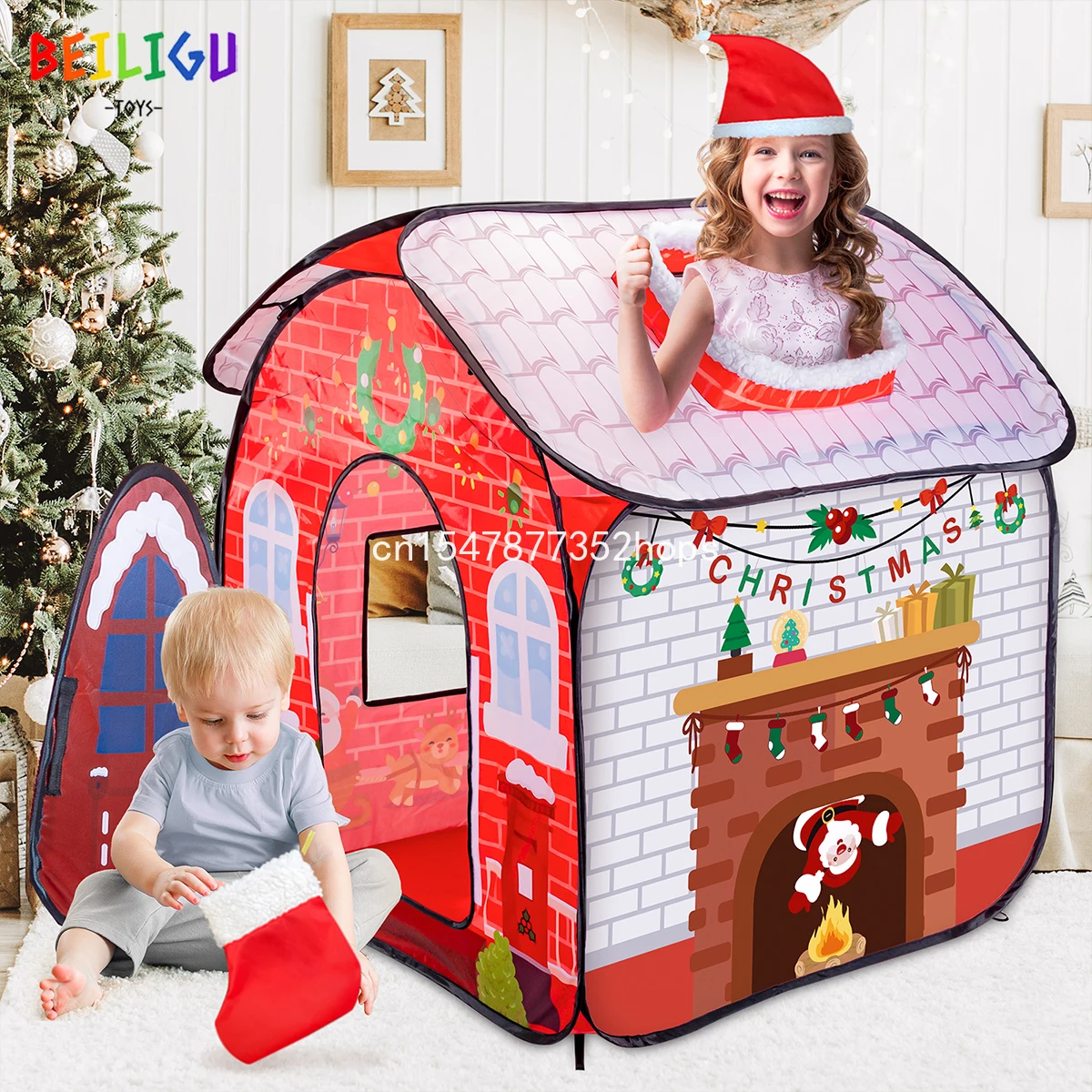 

Christmas Tent Children's Snow House Santa Claus Hat Stocking Party Indoor Playhouse Favor Pack Creation Toys for Kid Xmas Gifts