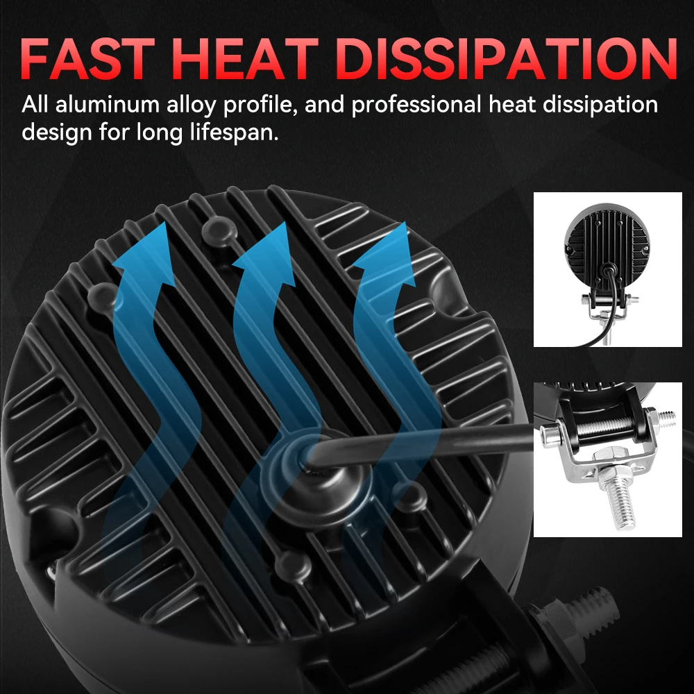 2 قطعة/1 قطعة 12 فولت-80 فولت مقاوم للماء عيون الملاك المستديرة مصباح ليد الأضواء المحمولة دراجة نارية الطرق الوعرة شاحنة القيادة سيارة قارب ضوء العمل #6