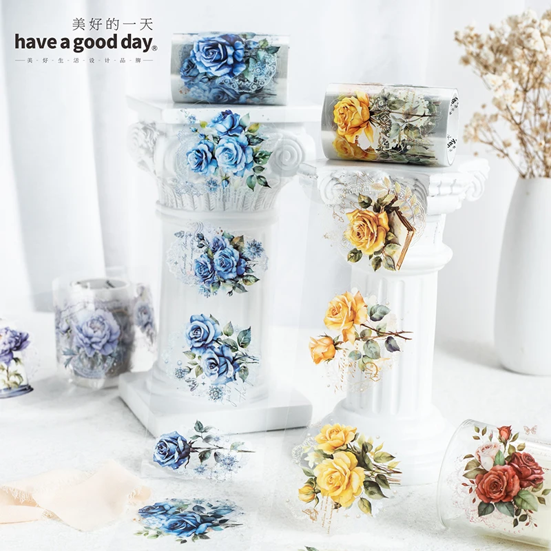 

1Roll 2M Tape PET Flower Dream Lace Stickers Plant collage cut handbook Adhesives decoration loop Decorative Scrapbook Cut 60MM