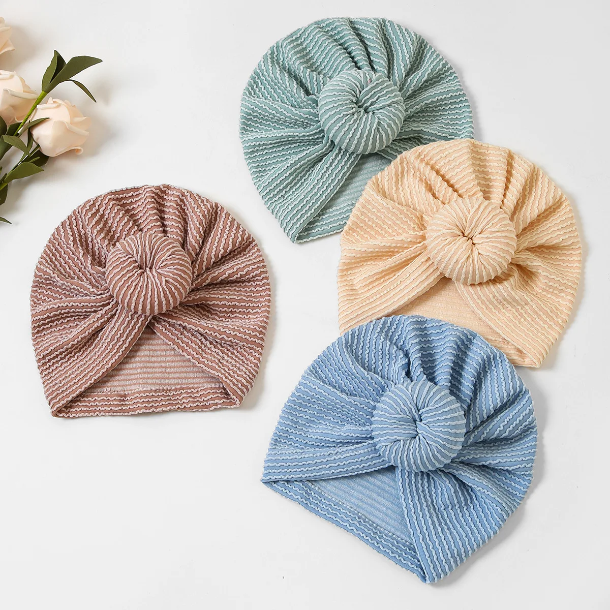 Striped Donut Turban Baby Girl Cap Cotton Cute Infant Hat Elastic Child Newborn Head Wraps Turbans Baby Beanies Hair Accessories