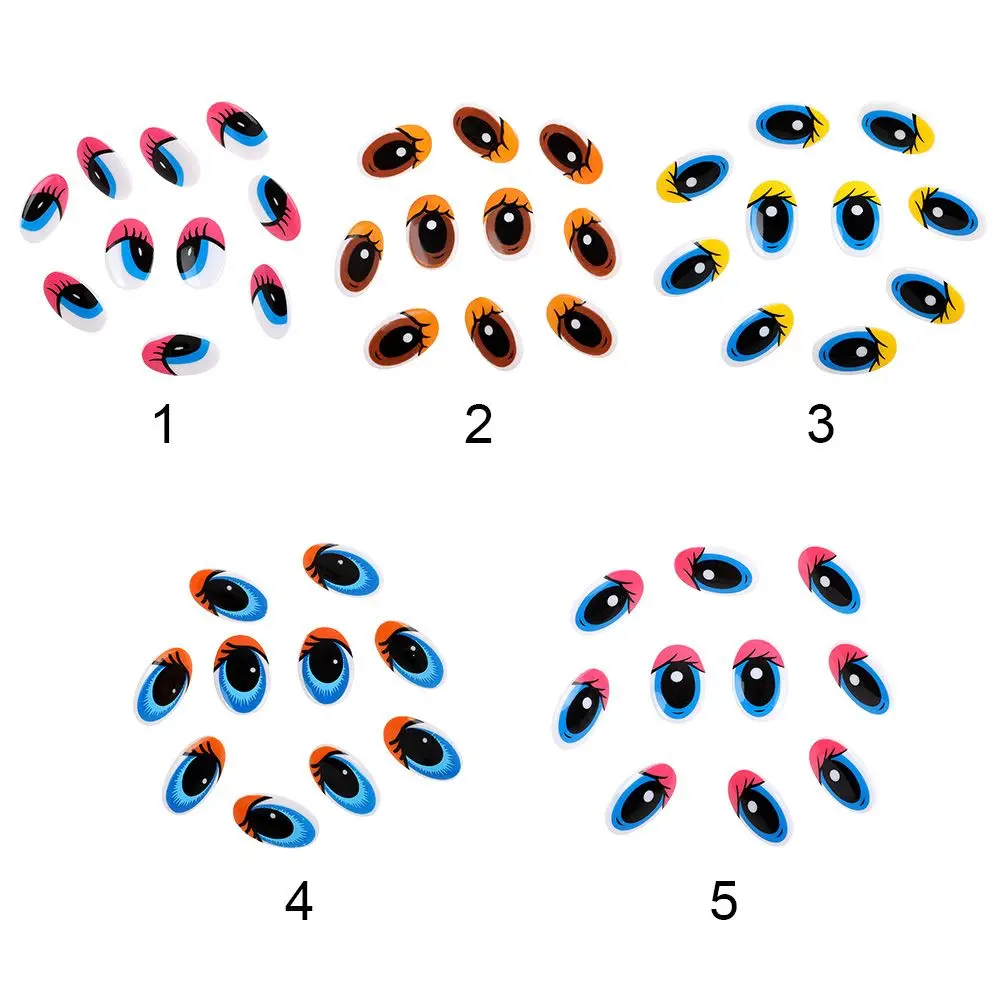 Bunte ovale Teile, Kunststoffschliff, Cartoon-Augen, Panda-Auge, 3D-Puppen, Zubehör, DIY-Puppenmaterialien