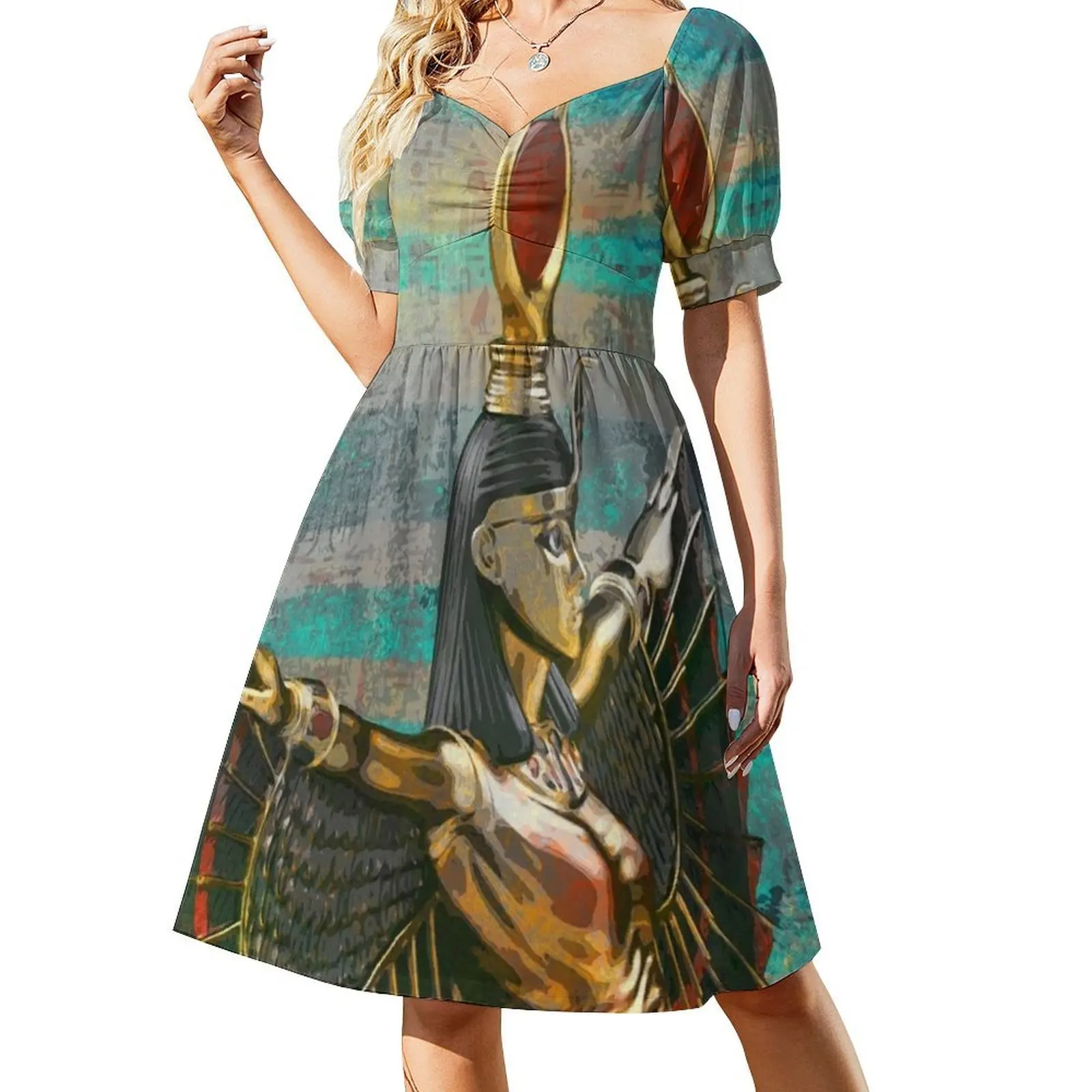 - فستان حفلات نسائي من Goddess of Egypt ملابس نادي مطبوعة عصرية للإناث آلهة مصر فرعون مصري عرقي #2