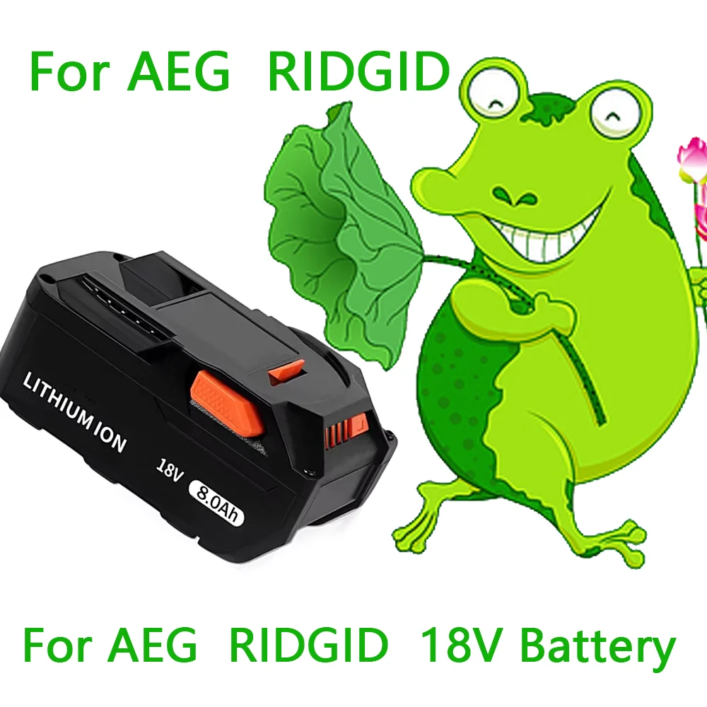 

18V Battery 8.0AH For AEG Lithium Ion Battery for RIDGID R840087 R840085 L1815R L1850R L1830R R840083 Cordless Power Tool Series