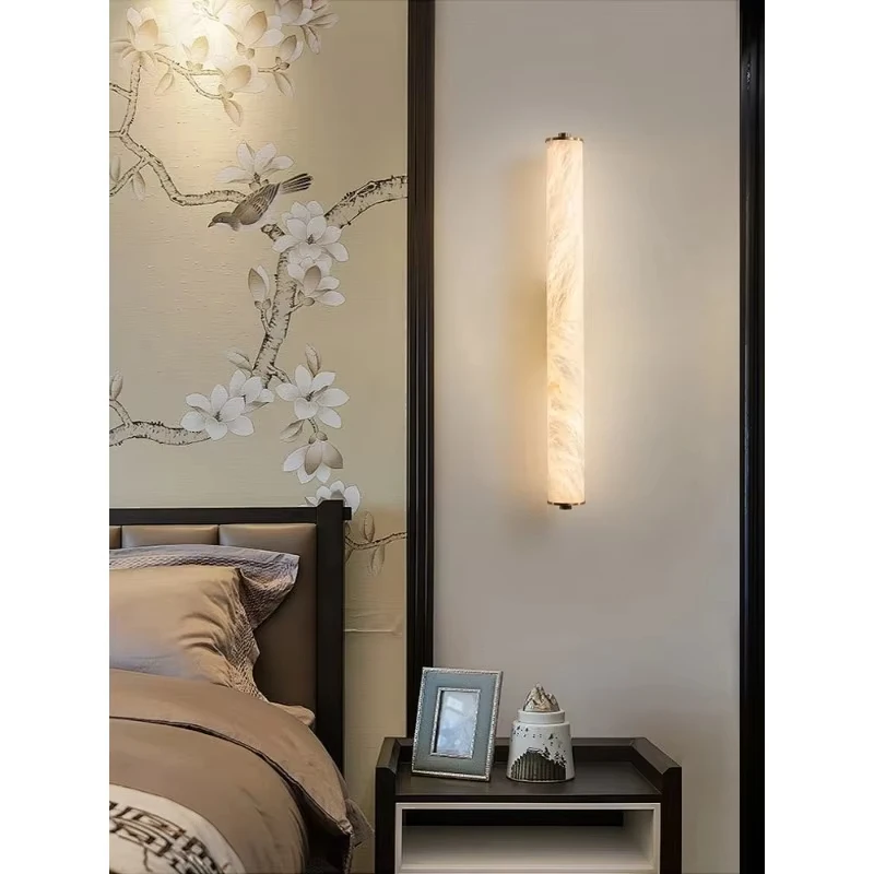 Luxury Solid Brass LED Wall Lamp with Marble