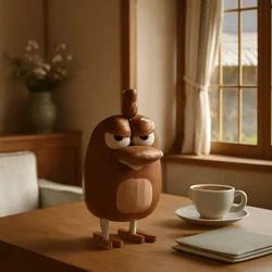 Wooden Camera Chicken Figurine for Children's Room Decoration, Playful Artistic Ornament, Funny Friend's Gift Box