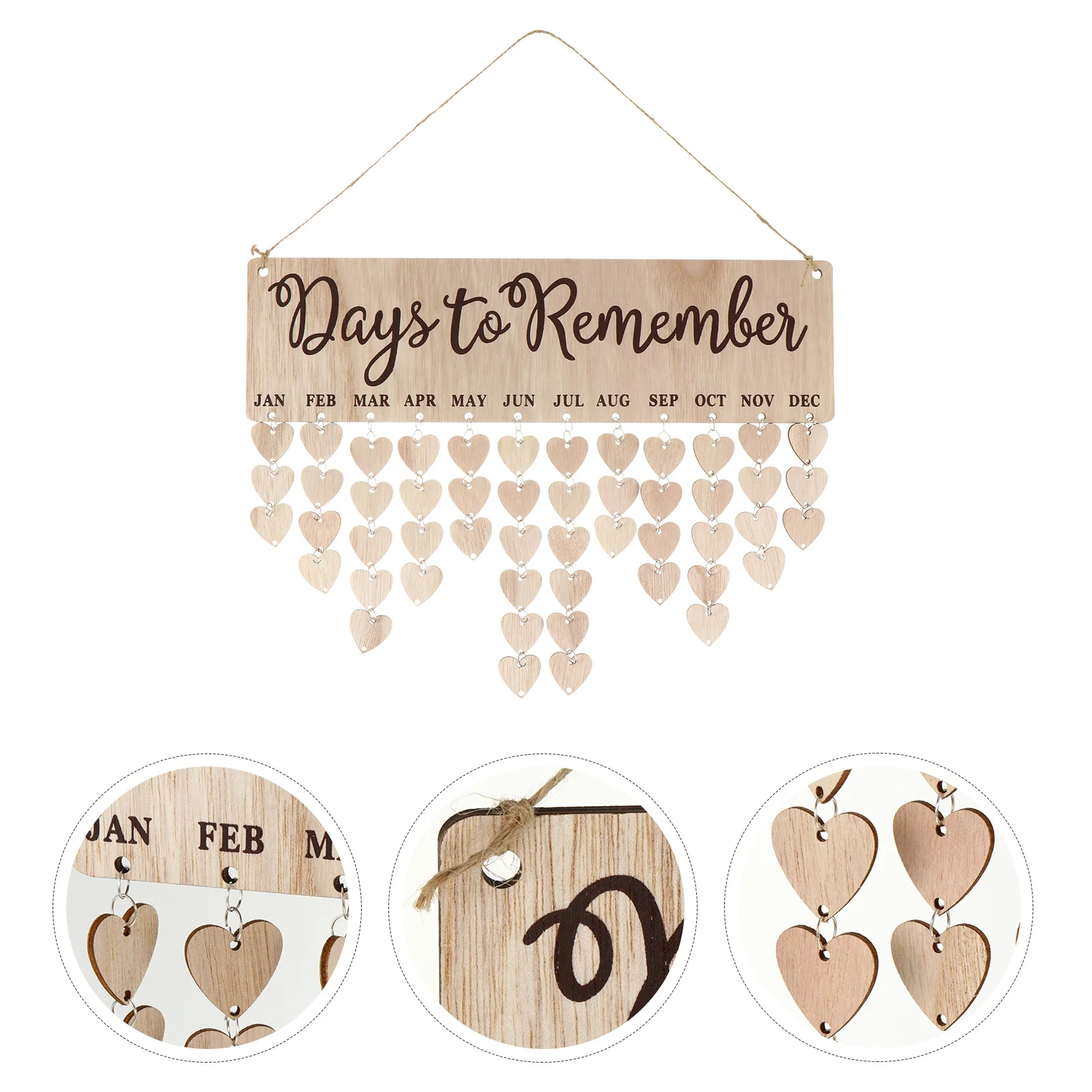 1 مجموعة 1 مجموعة عيد ميلاد التقويم جدار خشبي قلادة حفلة عيد ميلاد قلادة للحزب ديكور المنزل Diy بها بنفسك هدية للطباعة اللوحة