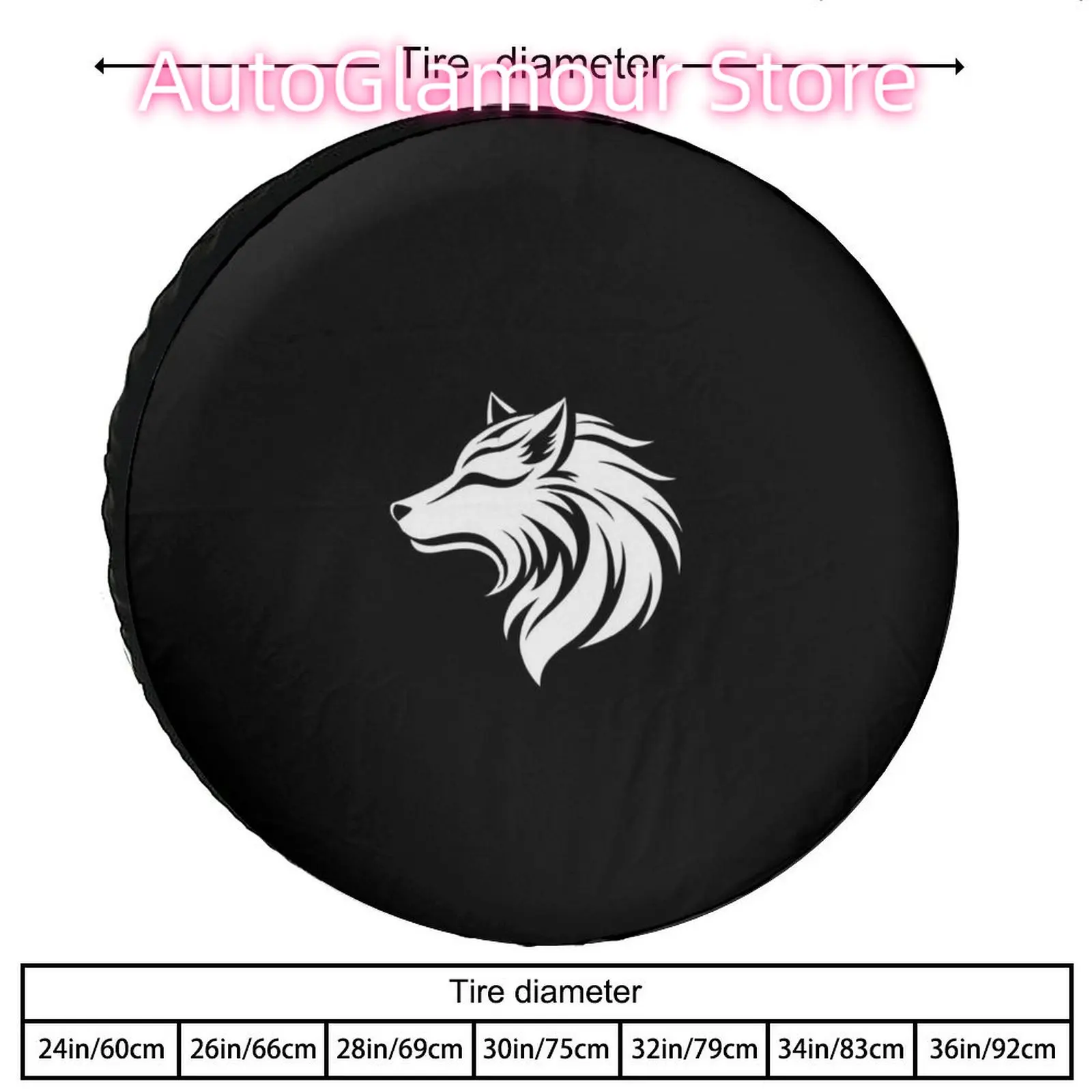 [Universal Fit] Wolf King Stick Figure Polyester Spare Tire Cover - Universal Fit for SUV, RV, Trailer Wheels, Durable & Stylish