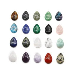 3pcs Natural Stone Pendant Water Drop Shape Lapis Lazuli Green Aventurine Pendant for Making DIY Jewerly Necklace 25x18mm