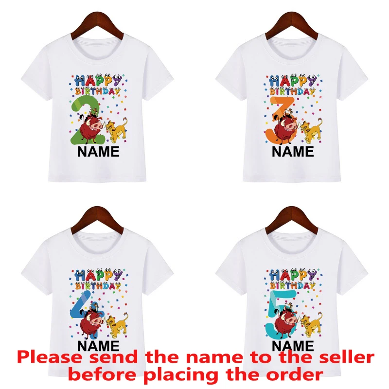 The Lion King Cute Simba Print Funny Birthday Boys T-shirt 1 2 3 4 5 6 7 8 9 Years Children T shirt Baby Girls Tops Kids Clothes