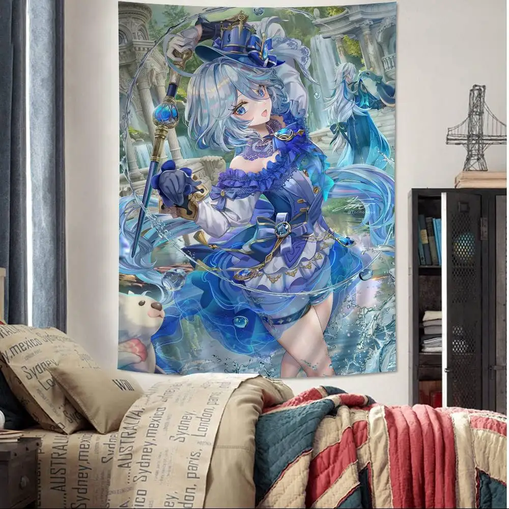 ผ้าแขวนผนังลายอนิเมะฟูรินะ ลายพระพุทธศาสนาอินเดีย ตกแต่งผนังสไตล์เวทมนตร์ โบฮีเมียน ฮิปปี้