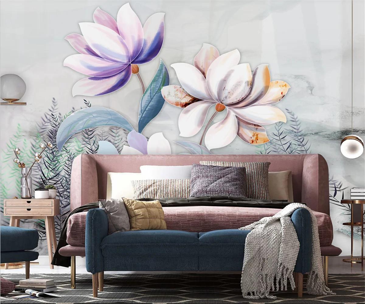 

beibehang Custom Modern papel de parede Hand Painted Floral Plants Bedside Background Bedroom Living Room Wallpaper