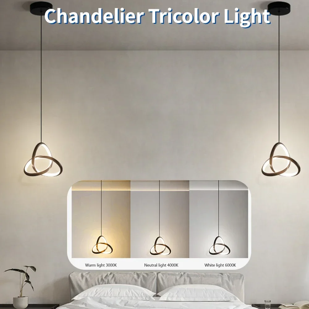 

Modern Minimalist LED Chandelier Pendant Lights Nordic Bedroom Bedside Long Line Light Suspensions luminaire Home Decor