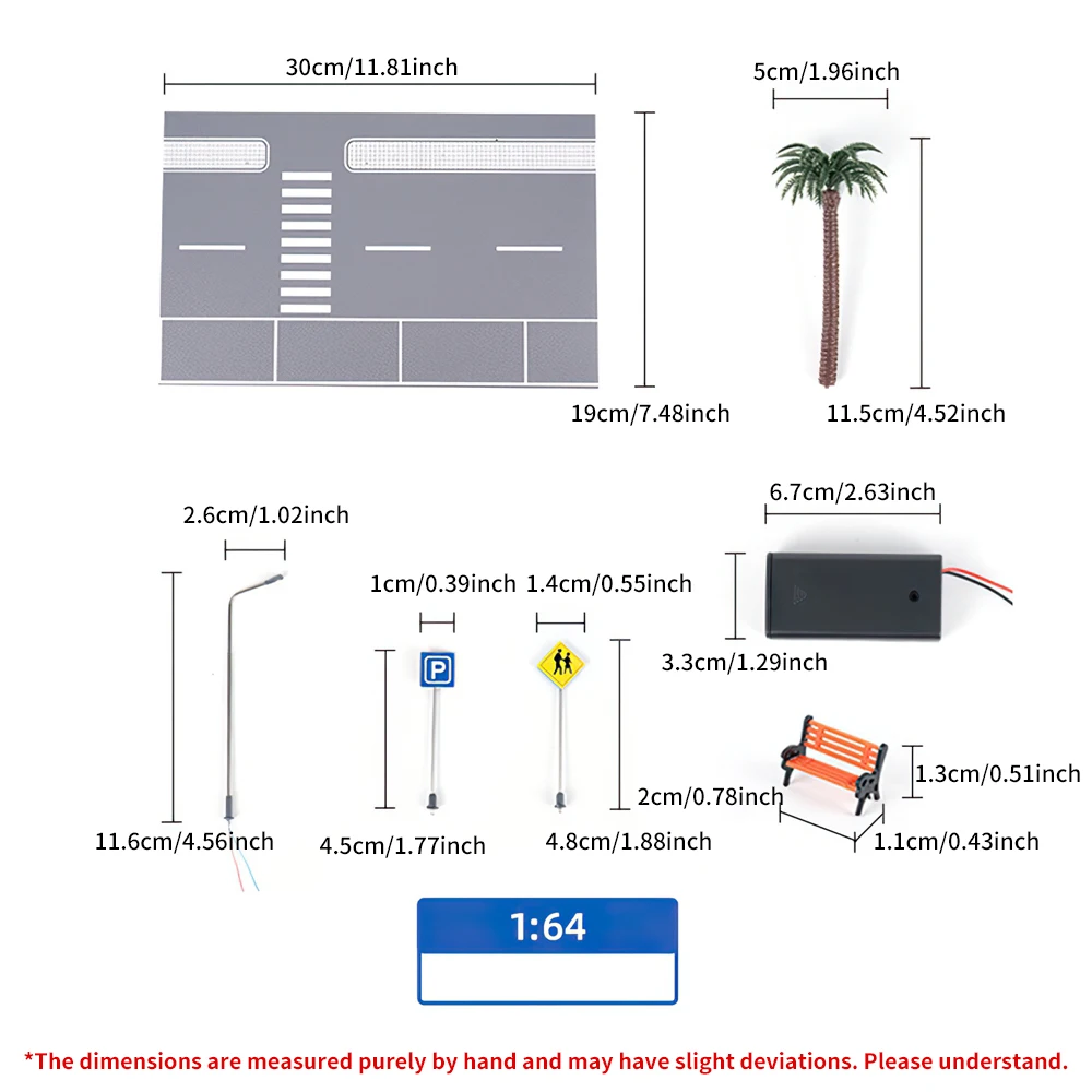 1:64 modelo de garagem de carro, iluminação led, estacionamento de carro com lâmpada, luzes de rua, modelo ferroviário, cidade, estrada, exibição, modelo de brinquedo