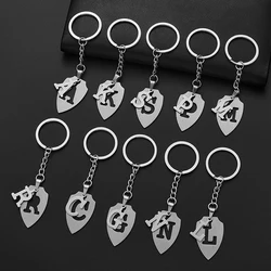 Classic 26 Letters Initial Keychain Personality Alphabet Pendant Keyring Stainless Steel Backpack Car Key Ring Hanging Jewelry