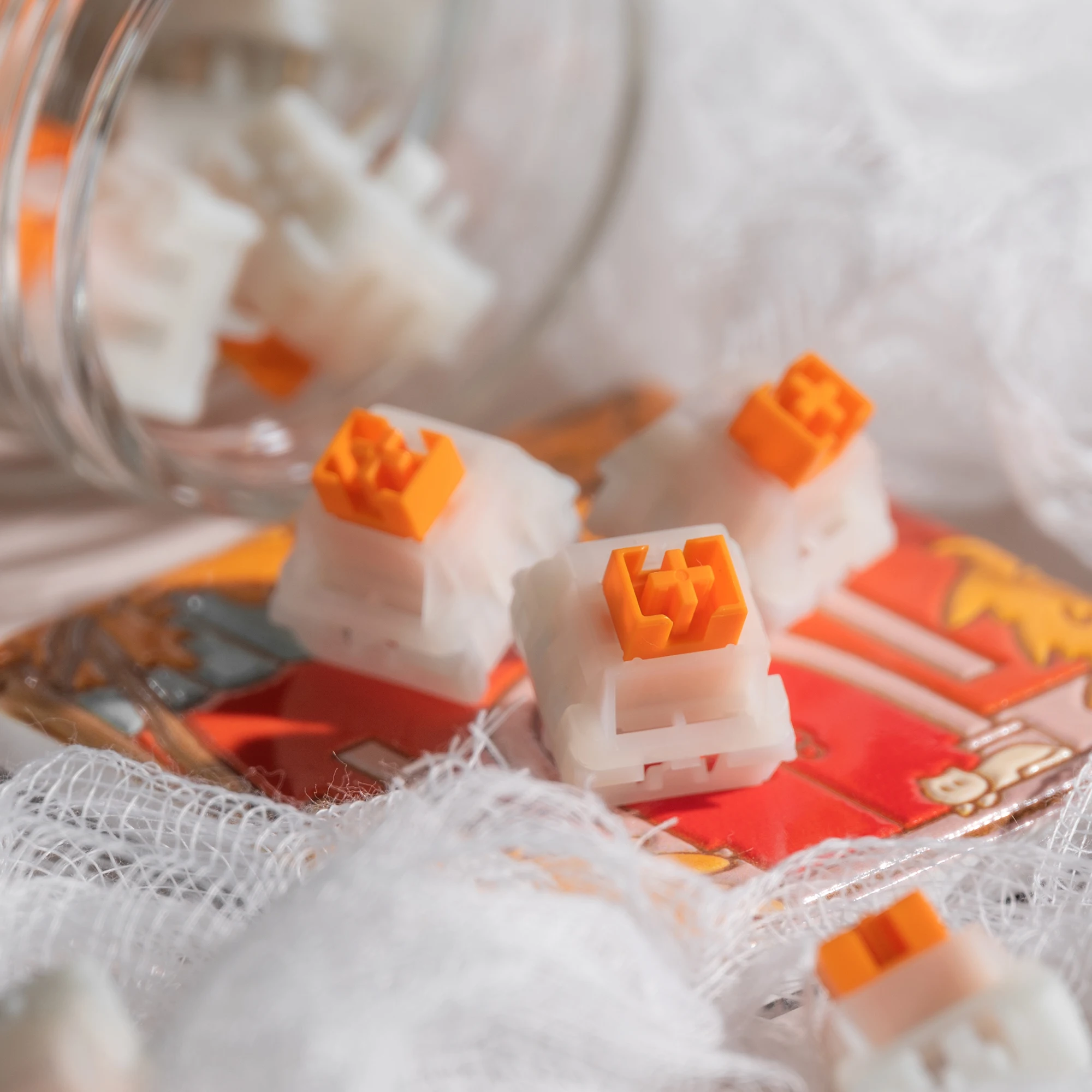 WEKT Cream Orange Switch Milk Orange Linear Switch for Gaming Mechanical Keyboard P1 PA POM Long Spring 45g 31g