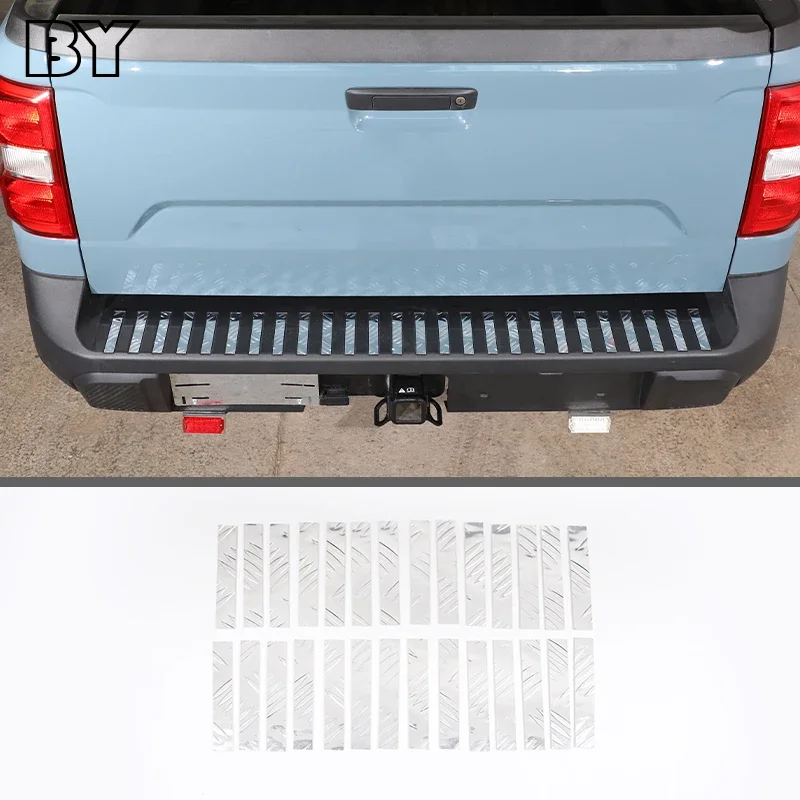 Aluminum Alloy Rear Bumper Footrest Decorative Sticker Trunk Door Sill Guard Protective Sequins For Ford Maverick 2022 Accessory