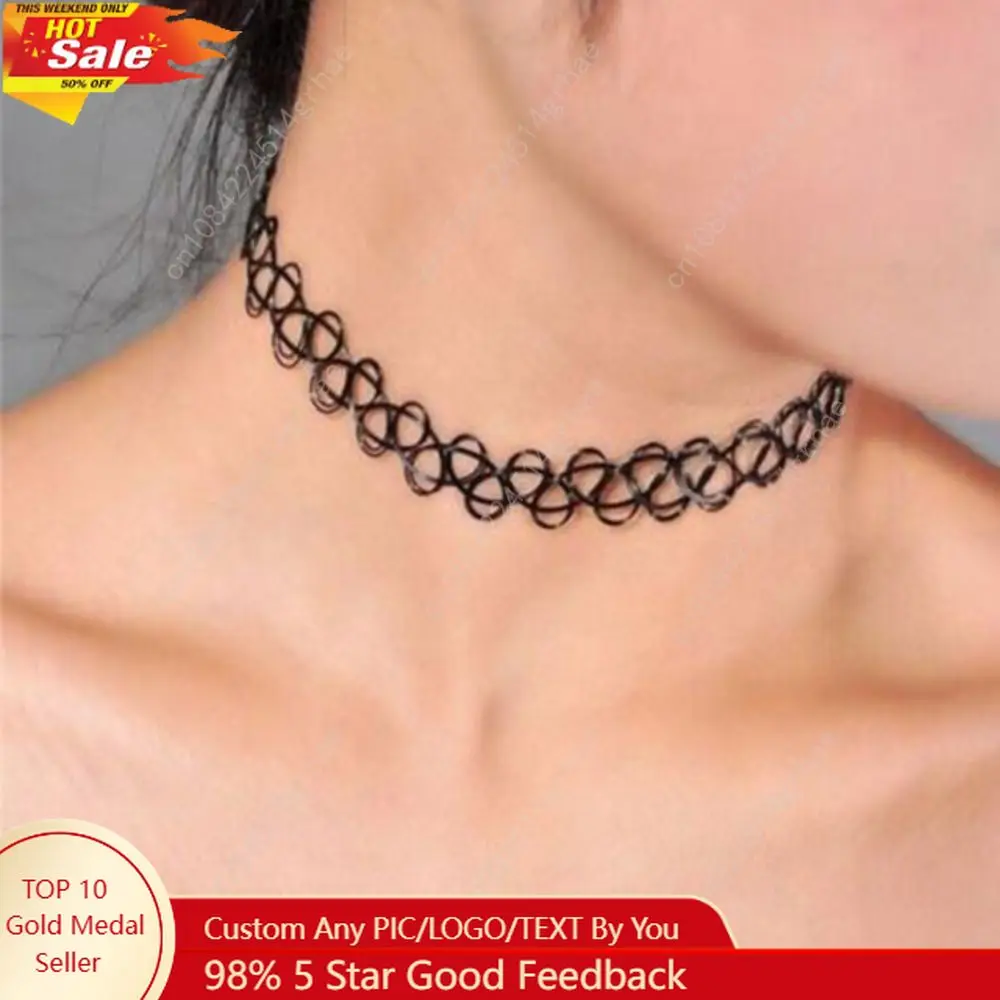

Choker Necklace Vintage Elastic Tattoo Choker Multi Color Fashion Retro Necklace Stretch Braided Fish Thread Gothic Jewellery