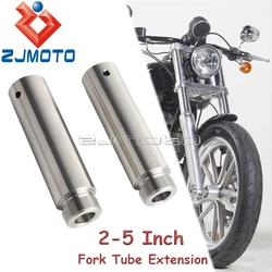 Chrome Steel Motorcycl 39mm Fork Tube 2-5 Inch Extensions For Harley Dyna Glide Sportster XL 883 1200 Front Fork Tubes Extender