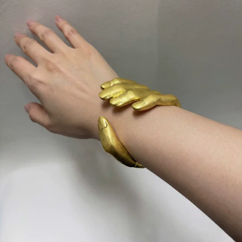 Unique Metal 5-Fingered Hand Grip Palm Ring Bracelet Fashion High-End Open Bracelet Trendy Lady Jewelry Accessory