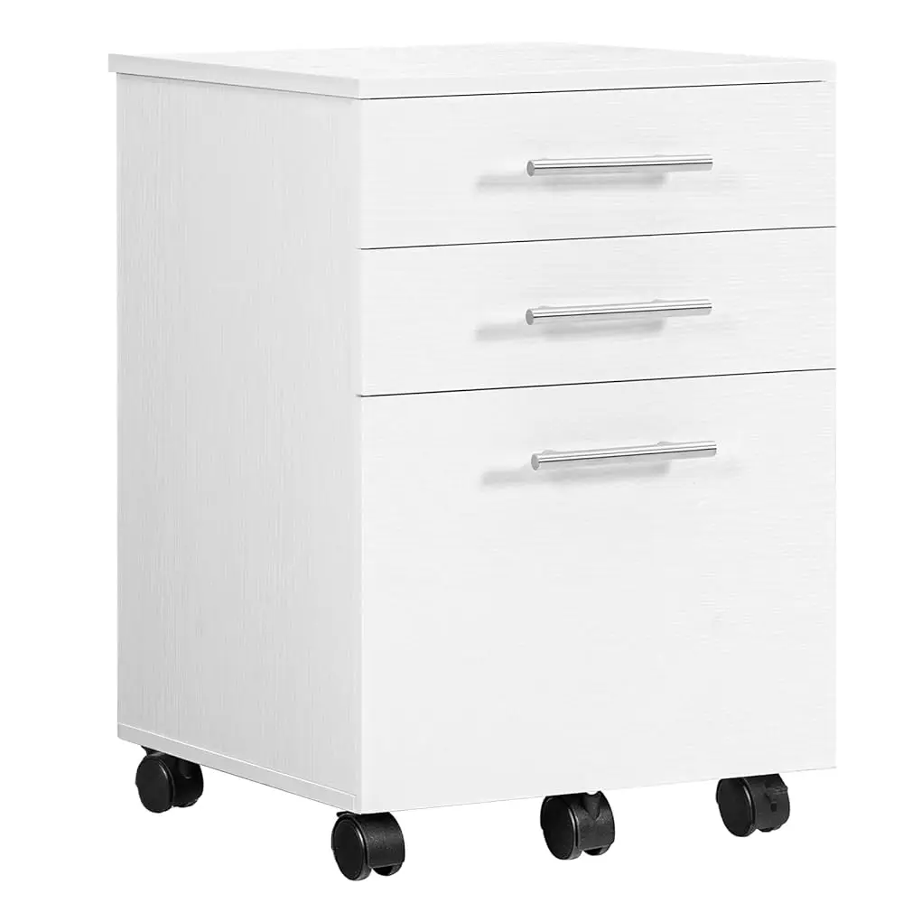 

3-Drawer File Cabinet, Wooden Under Desk Filing Cabinet, Fits A4/Letter Size For Home Office, Small Rolling Storage Drawer