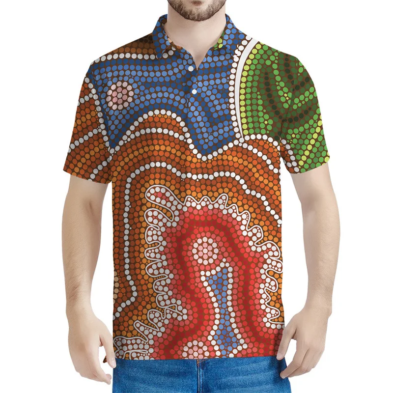 Australian Aboriginal 3D Printed POLO Shirt Summer Ethnic Pattern Polo Shirts Men Clothes Streetwear Loose Short Sleeve Tops