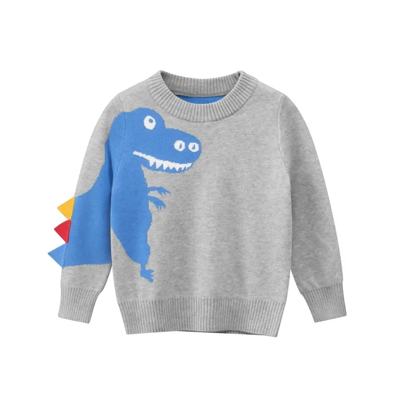 

3D Cartoon Dinosaur Sweater for Boy Korean Style Children Jumper Top 2024 Winter Fashion Long Sleeve Kids Knitted Bottom Shirt