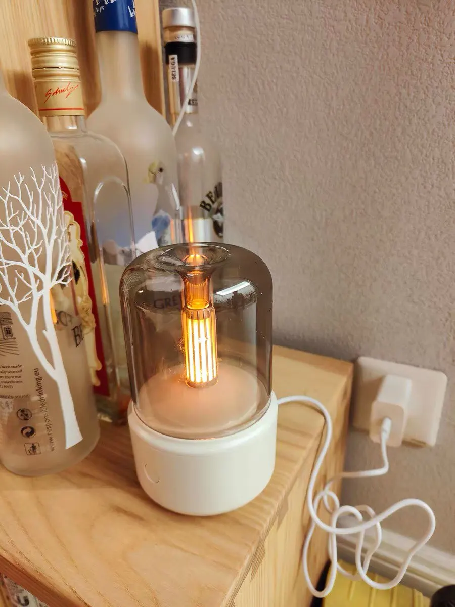 Home Aromatherapy Machine Ultrasonic Atomizer Simulation Candlelight LED Bedside Lamp Bedroom Low Noise Humidity