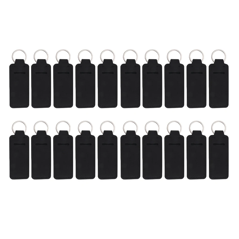 10 Pcs Creative Keychain Neoprene Chapstick Holders Hand Sanitizer Bottle Cover Key Chain (Black)