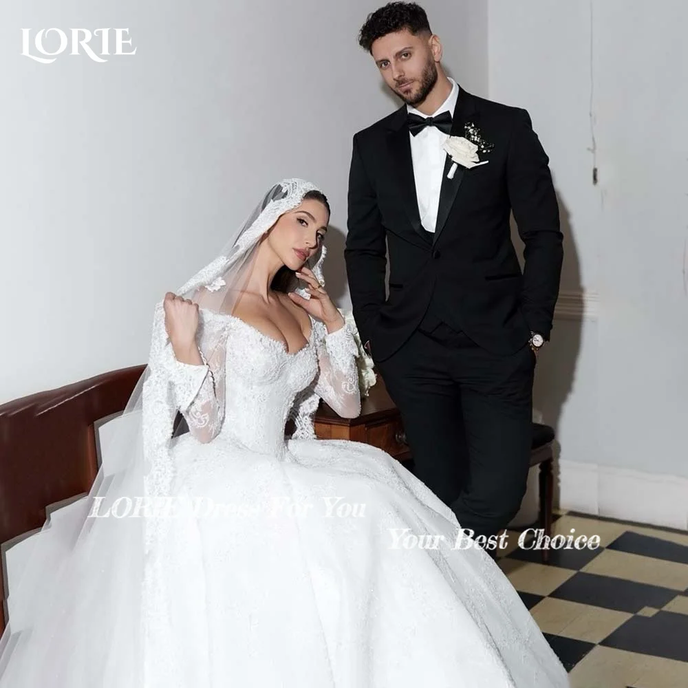 LORIE-Robe de Mariée en Tulle, Manches sulf, Ligne A, Appliques en Dentelle, Élégante, Style Boho, Éducative