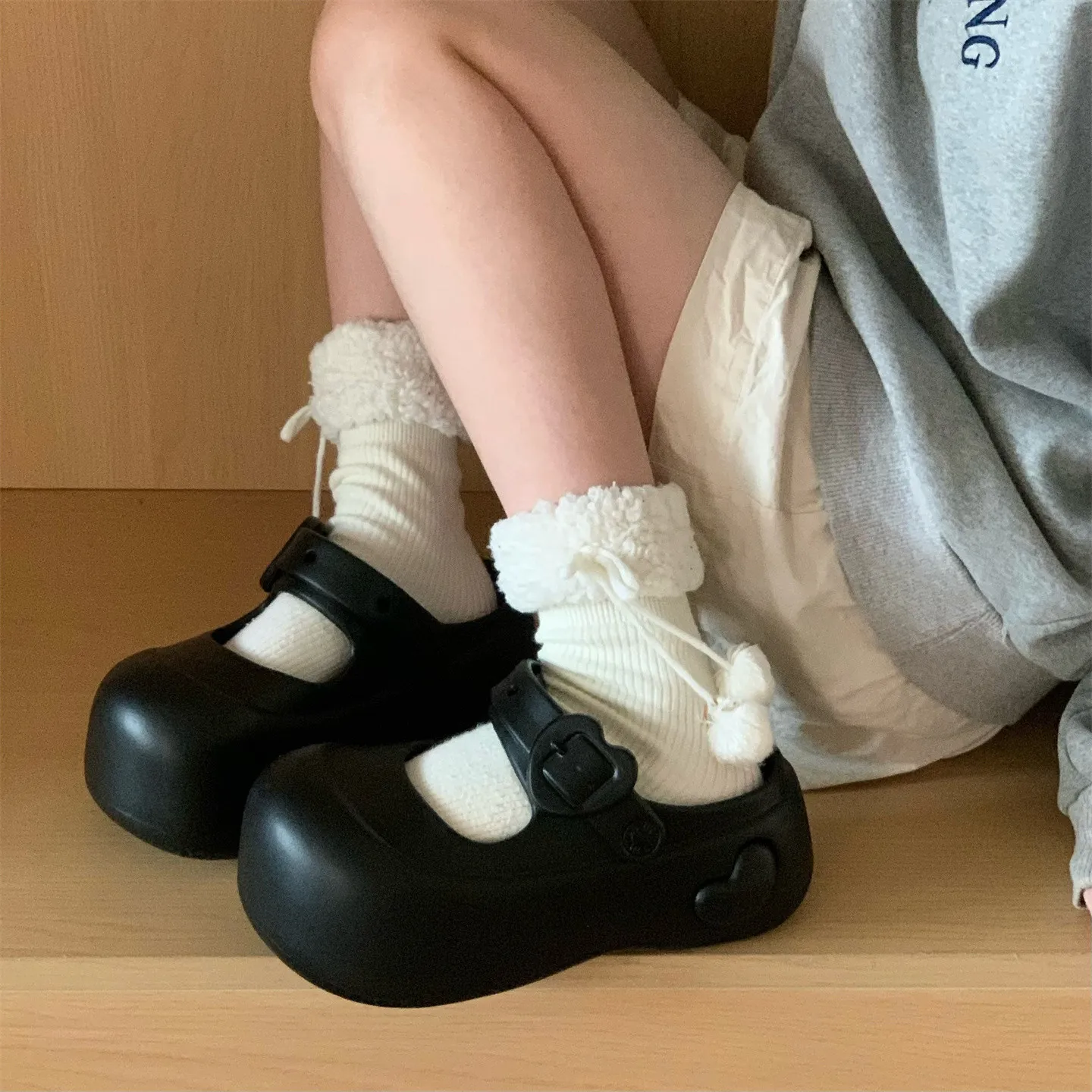 

Summer Vintage Thick Soled Mary Jane Women's Shoes, Height Increasing and Non Slip Indoor and Outdoor Dual-use Slippers
