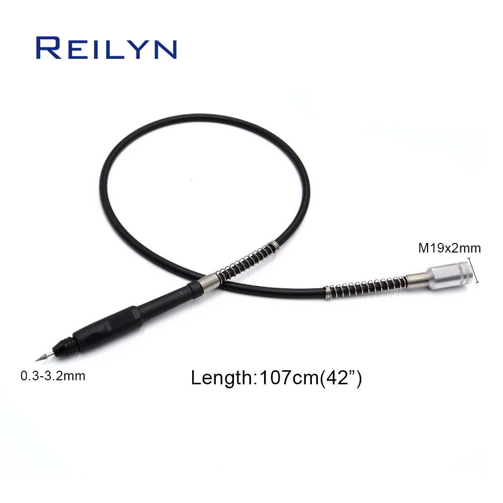 Eje Flexible M19X2MM tamaño de interfaz para herramientas rotativas Dremel, amoladora de troqueles, accesorio de herramienta eléctrica con mandril M8X0.75mm