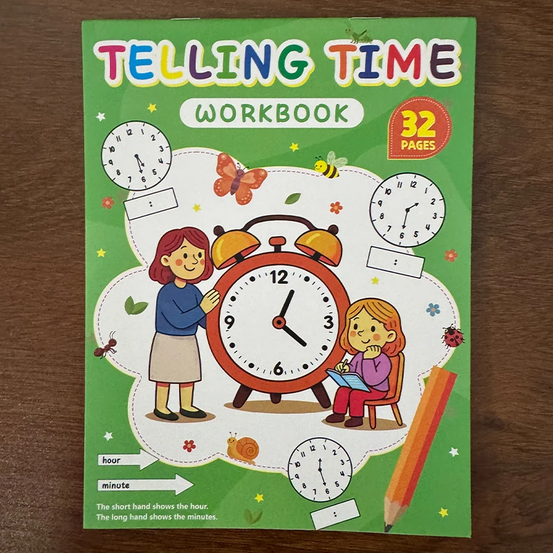 Cahier d'exercices pour enfants sur la lecture de l'heure, livre d'activités pour l'apprentissage de l'horloge en maternelle, pratique de la reconnaissance des heures et des minutes, éducatif préscolaire