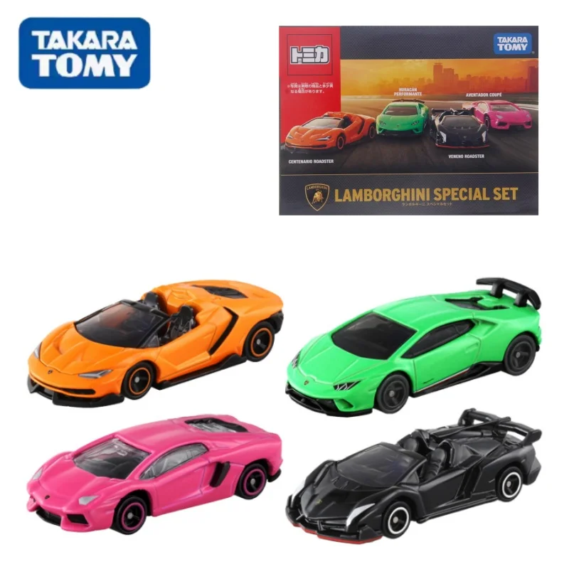 TAKARA TOMY1:64 4 miniatuurmodellen van Lamborghini sportwagenset 613589   legering persas, volwassen ornamenten, verjaardagscadeaus