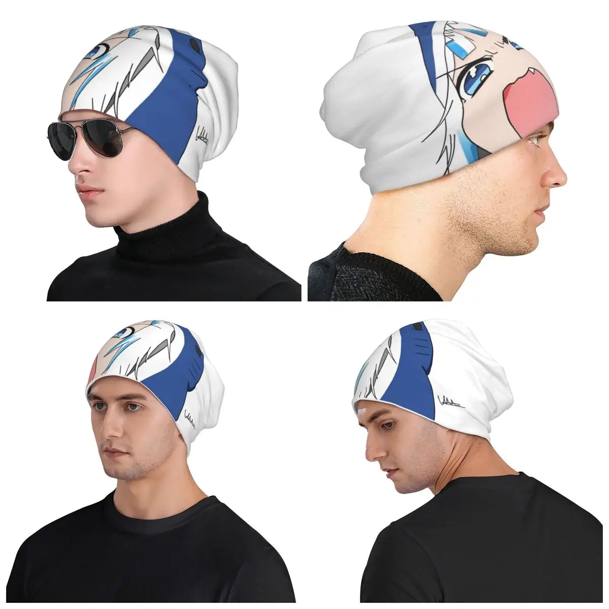 

Gawr Gura мужские и женские шапки для взрослых, вязаная шапка с капюшоном, теплая модная осенне-зимняя уличная шапка Skullies