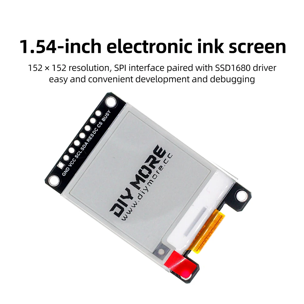 DC 2.2–3.7 V 1.54-inch E-Paper Display Module 152×152 Resolution SPI Communication Interface SSD1680 Driver Chip