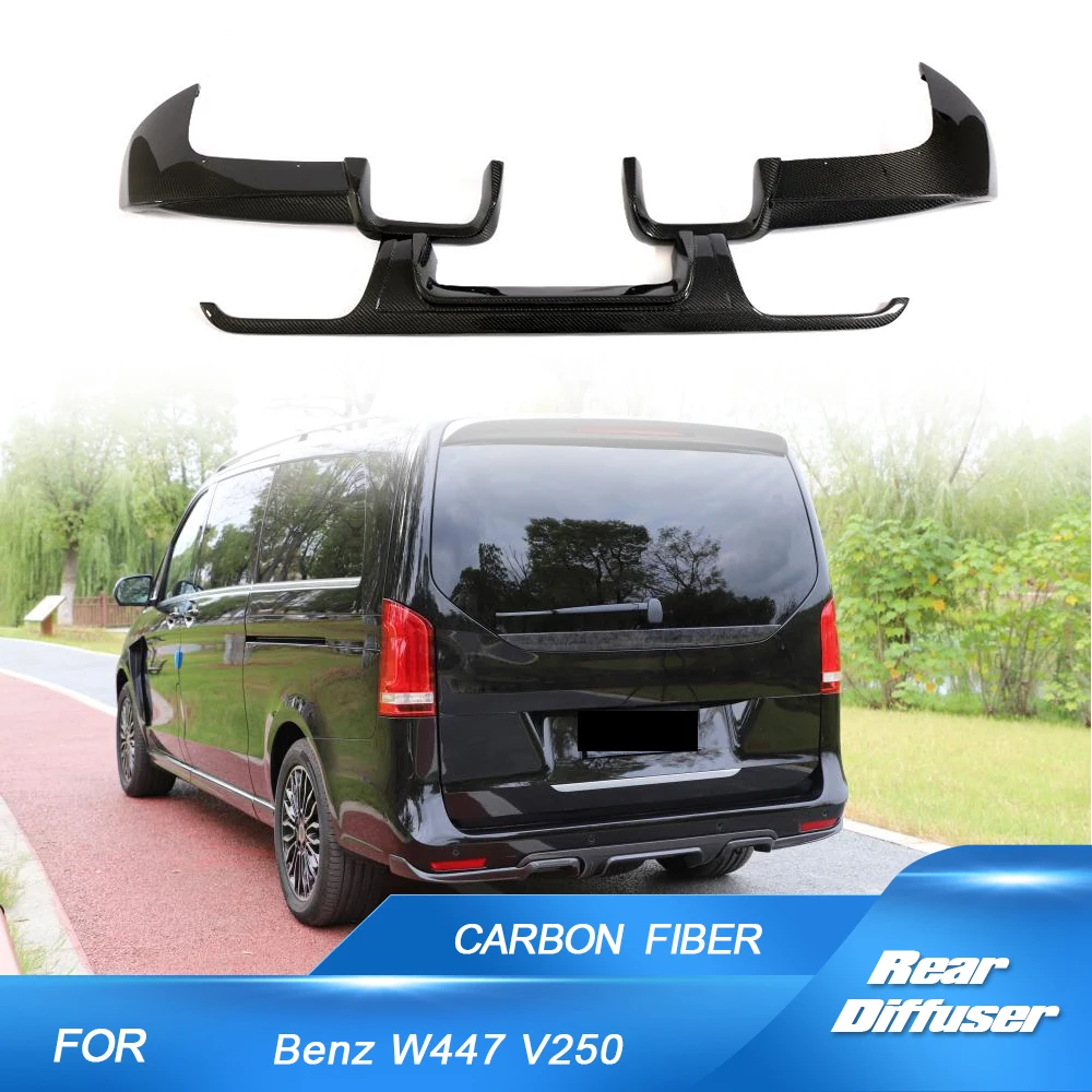 Carbon Fiber Rear Diffuser Lip Spoiler Bumper Guard for Mercedes-Benz W447 Vito Mini Passenger Van 4 Door 2014-2018 FRP V Class