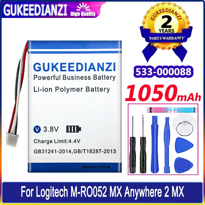 GUKEEDIANZI Battery 533-000088 1050mAh For Logitech M-RO052 Anywhere 2 Anywhere2 MX Master Mouse Touchpad T650 Batteria