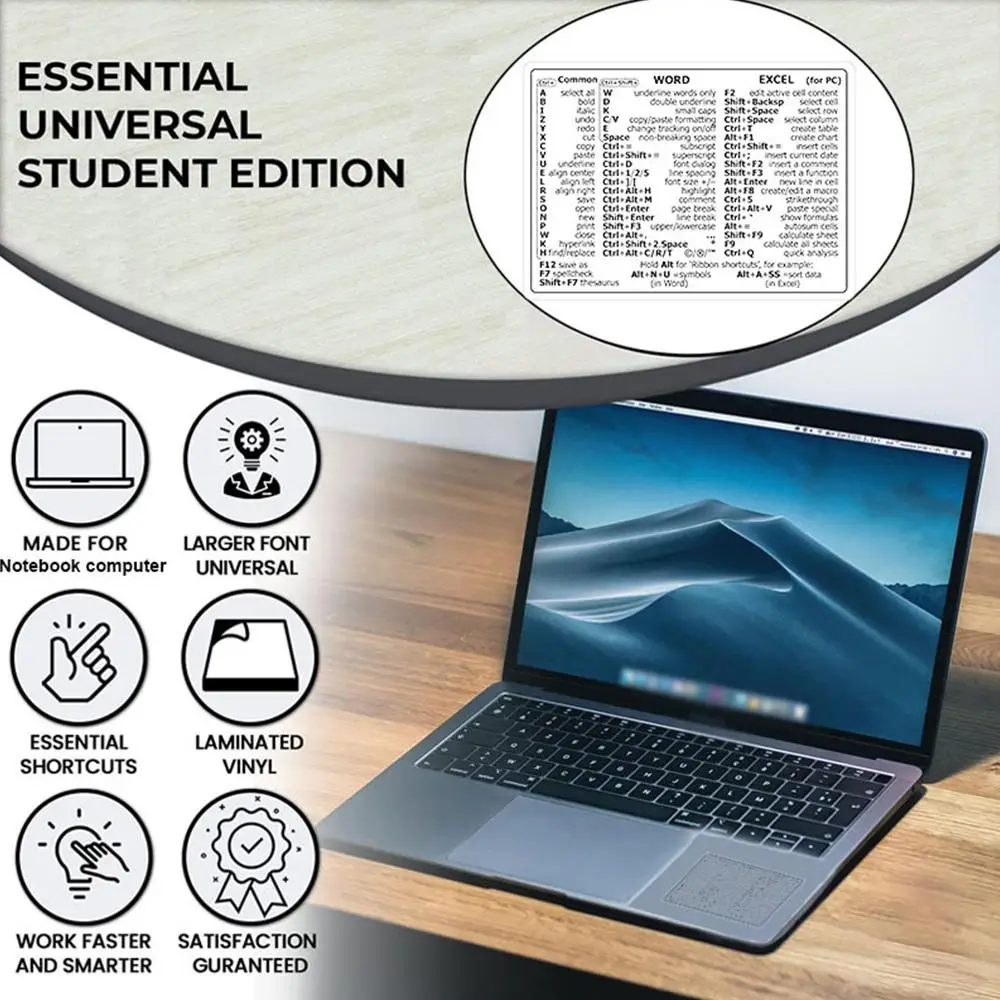 Keyboard Shortcut Sticker For Mac OS Transparent Adhesive PC Laptop PC Reference Keyboard Shortcut Sticker For MacBook Air Pro