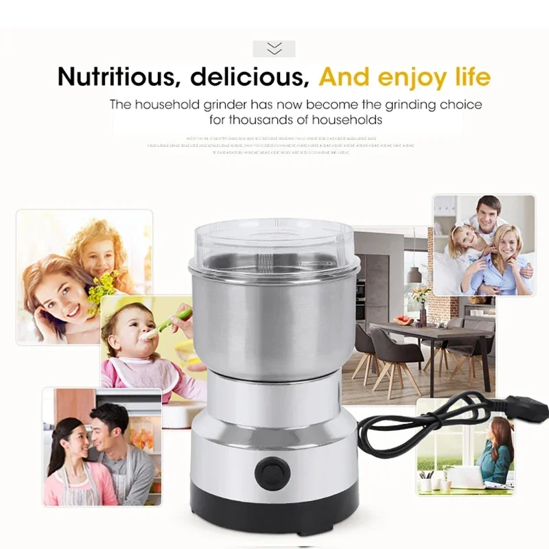 Mini molinillo eléctrico de 300ml, pulverizador ultrafino para alimentos para bebés, café, especias, pimienta, molino de granos con 2/4 cuchillas para uso doméstico