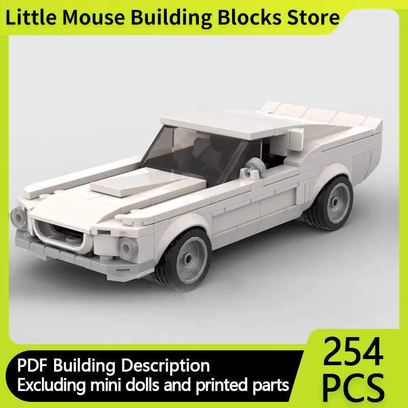 Speed Champion Model MOC Building Bricks GT500 Retro American Muscle Car Modular Technology Holiday Assemble Children Toys Suit