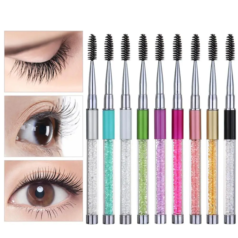 Rhinestone Handle Eyelash Brushes Mascara Applicator Eyebrow Comb Spiral Wands Extension Grafting Tools