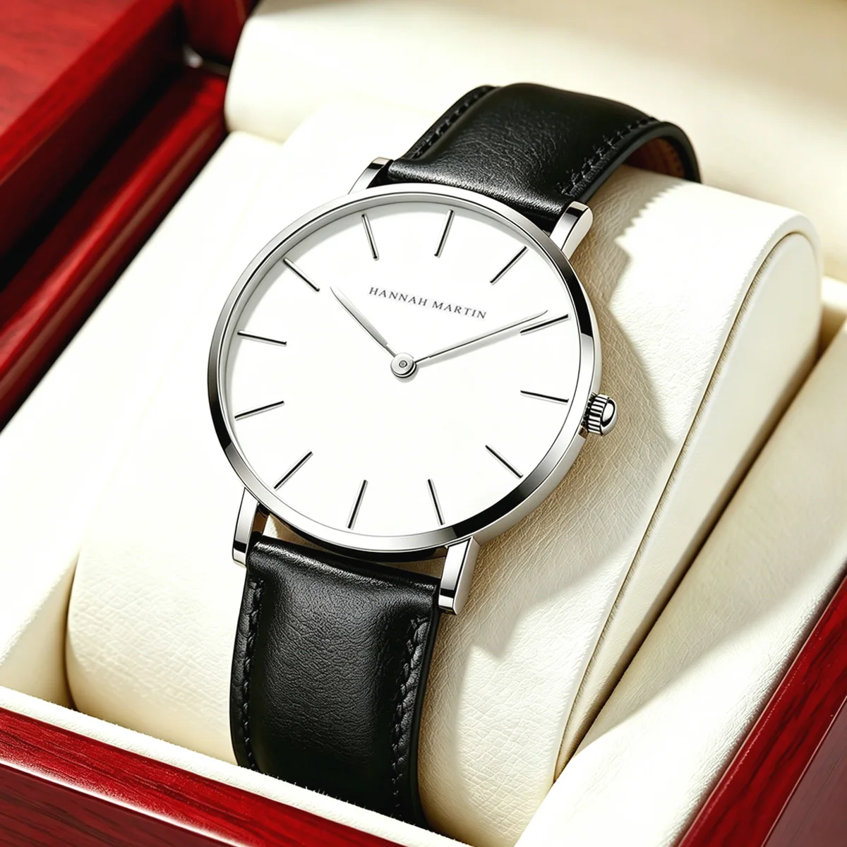 Dropshipping Hochwertige Roségold-Zifferblatt-Uhr Herren Leder Wasserdichte Armbanduhr Damen Mode Japan Quarzwerk Saat