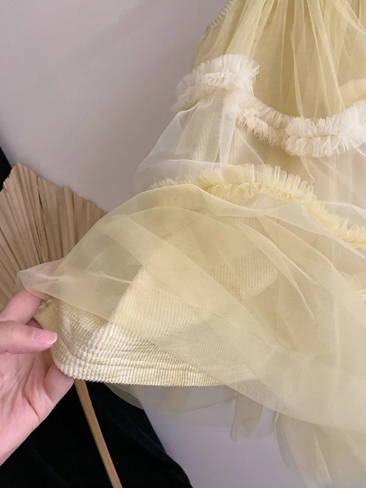 Vestido de hadas para niña, novedad de verano 20225, vestido elegante sin mangas de retazos de malla, vestido de princesa elegante para niños