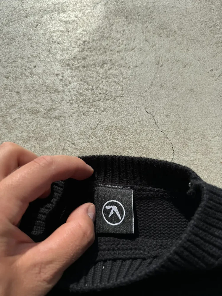 Maglione da uomo Y2K Aphex Twin Knit Logo Pullover oversize Goth Jumper Winter Graphic Streetwear Top a maniche lunghe Abbigliamento vintage