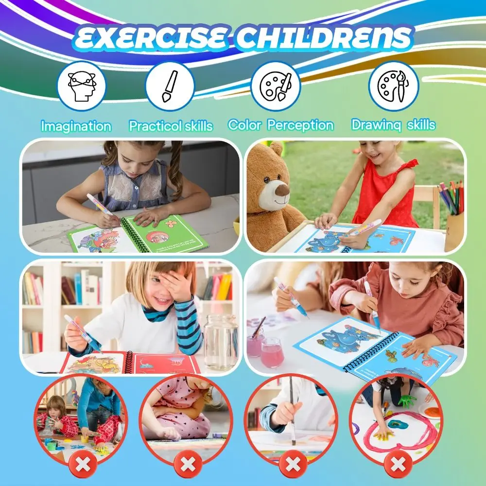 Livre de coloriage magique réutilisable à l'eau, bricolage, peinture Graffiti de maternelle, livre de coloriage pour enfants, jouets sensoriels pour enfants