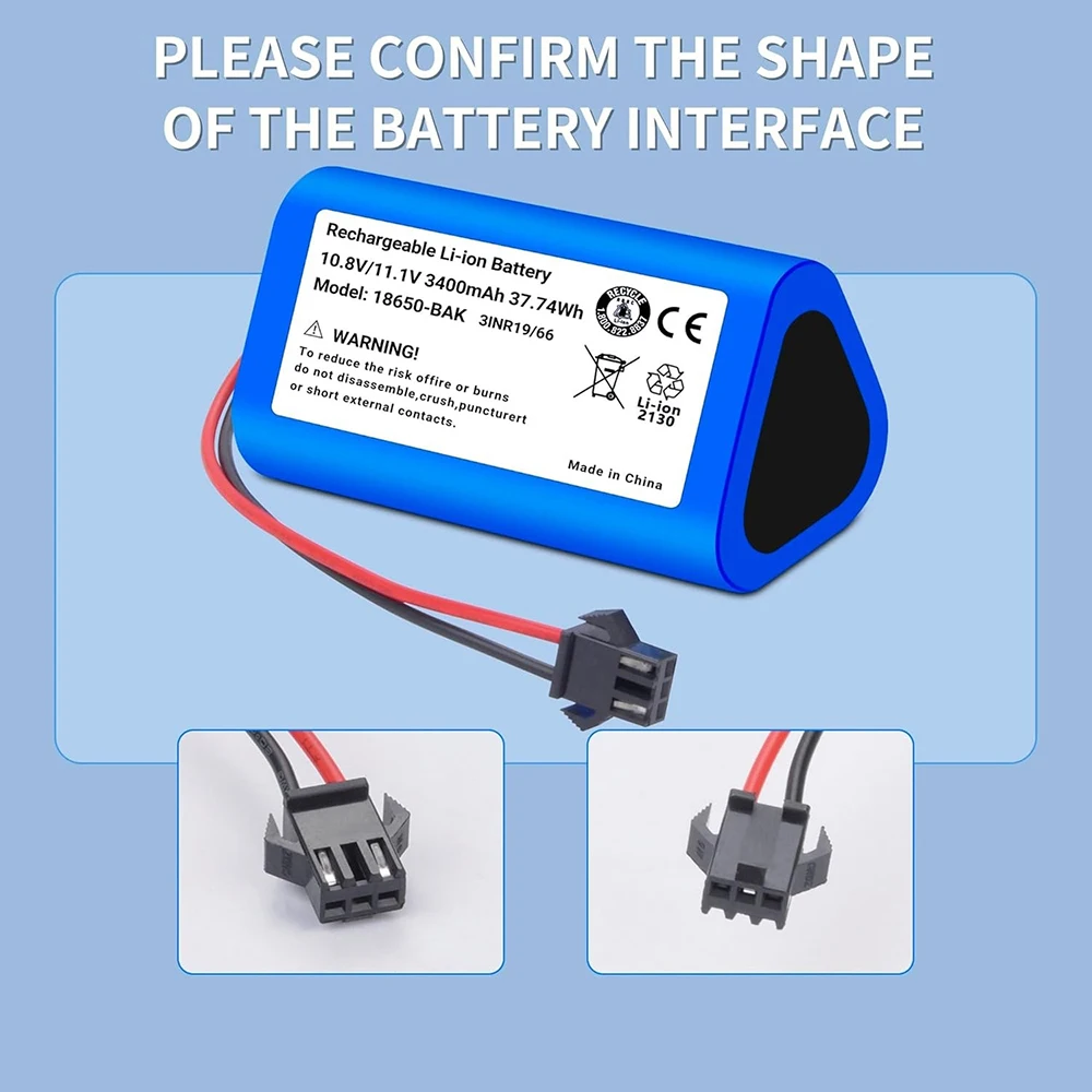 

3400mAh replacement Battery for Lefant M501A,CECOTEC CONGA 890 Slim,CONGA Slim Wet Robotic Vacuum Cleaner Battery.