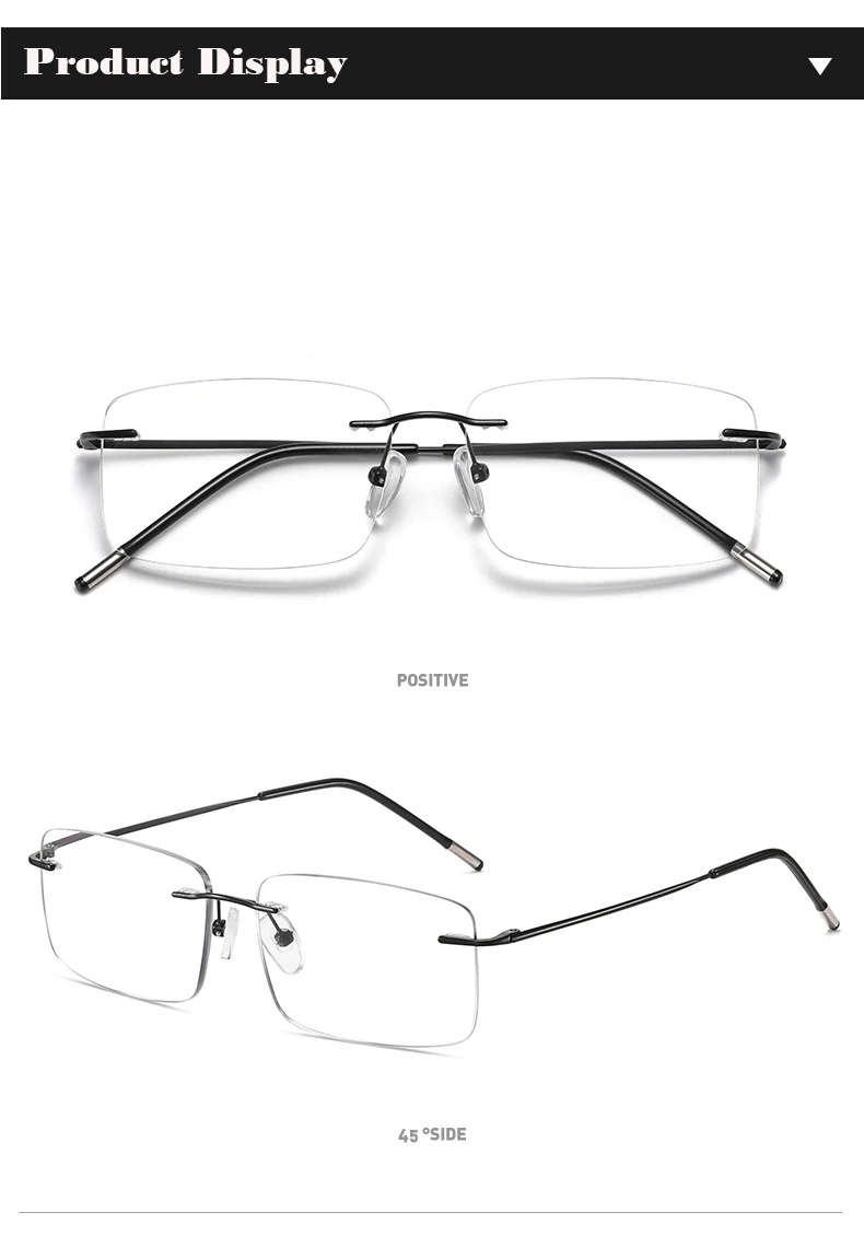 Ultra Licht Tr90 Randlose Progressive Multifokale Lesebrille Männer Titan Rahmen Anti Blau Licht Presbyopie Brillen 1,5 – Detail 7