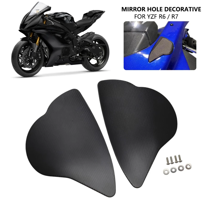 R6 R7 Mirror Hole Decorative Cover Rearview Base baffle Eliminators Cap For YAMAHA YZF-R6 YZF-R7 YZF R6 2022-2023 2018 2019 2020