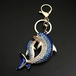 Love Dolphin Mom and Baby Animal Keychain Female Purse Bag Buckle HandBag Pendant Metal Trendy Keyring Holder Jewelry K5361S01